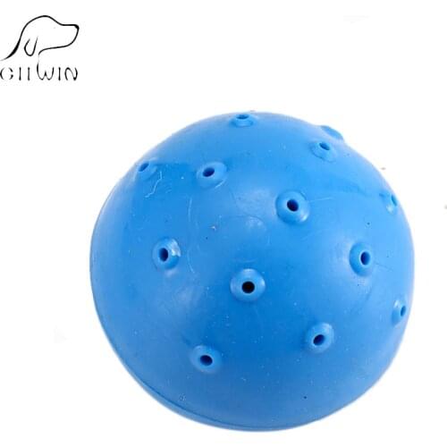 HACHIKITTY Rubber Blue Ball Dog Chew Toys Free Kneading With Holes Strong Bouncy Tough Chew Fetch Bite Toys ZA0001