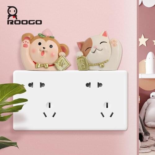 Roogo 3M Adhesive Welcome Home Cute Animal Waving Hand Sticker Auspicious Omen Home Decoration Accessories Switch Sticker