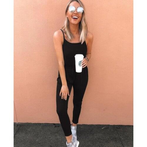 2020 Sexy Sling High Waist Lace Up Jumpsuits With Pocket Summer Casual Sleeveless Female Trousers Overalls Body Mujer Ez