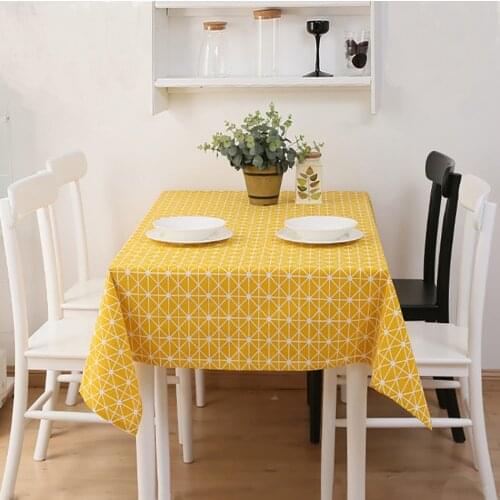Modern Simple Tablecloth Cotton Linen Table Cloth Rectangular Lattice Balcony Outdoor Garden Party Bedroom Table Cover