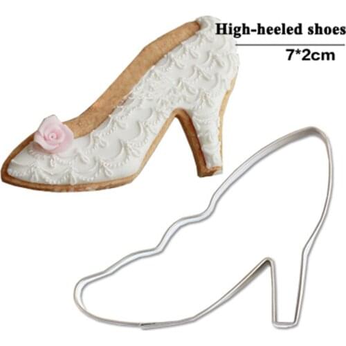 High Heeled Shoes Mousse Biscuit Cookie Fondant Dough Cutter Modelling Clay Tools Stainless Steel Baking Biscuits Wedding Stamp
