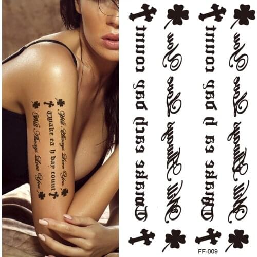 Waterproof Temporary English Word sexy romantic Tattoo Stickers Black Letters Feather Body Art Tattoos Heart on Hand Finger Arm