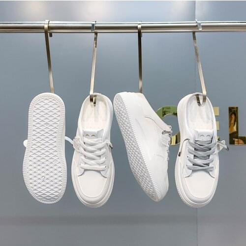 2021 Summer Women Net Cloth Shoes flat sneakers women casual shoes low upper lace up white shoes Half bracket without heel 4cm