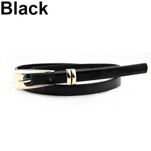 Womens Fashion Candy Color Faux Leather Buckle Skinny Belt Thin Waistband Sash