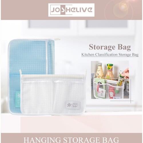 1 Pcs Storage Mesh Bag Hanging Household Kitchen Classification Storage Bag Double Compartment Refrigerator Storage Hanging Bag