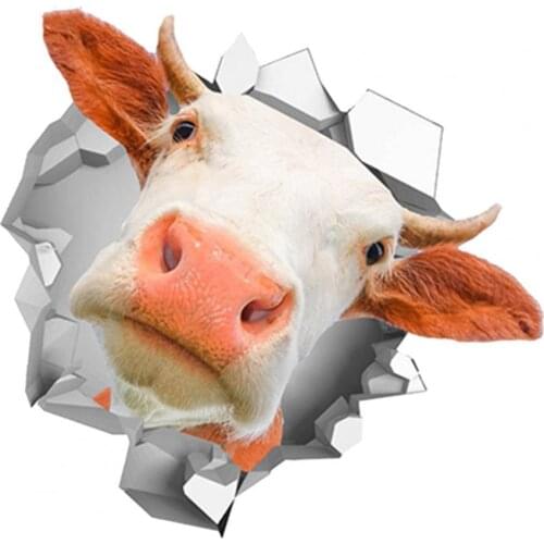 13x13cm 3D Cow Head Auto Car Styling PVC Reflective Decal Animal Funny Sticker