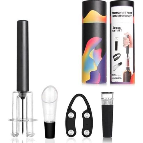 4PCS Aluminum Tube Pneumatic Bottle Opener Set Wine Cork Cap Opener Air Pump Corkscrew Vacuum Red Wine Corkscrew Pin Tools