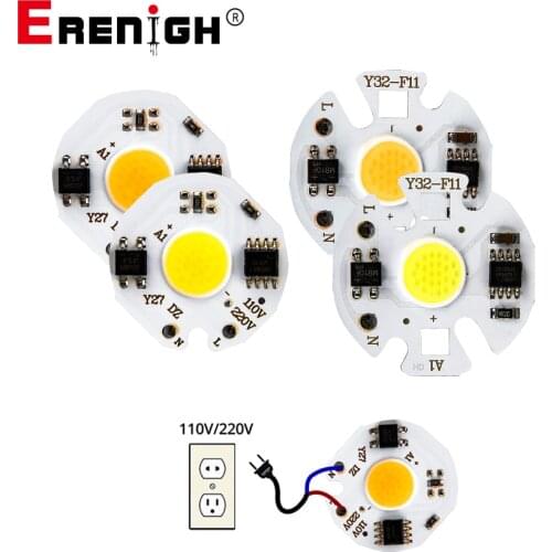 5pcs LED Chip Beads 3W 5W 7W 9W Warm White Cold White AC220V 110V Smart IC COB Light Beads for LED Spotlight Floodlight Y32 Y27
