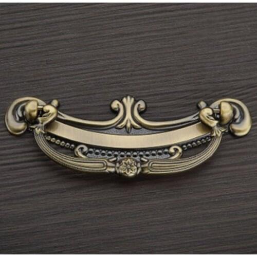 6Pcs/Lot Drawer Handles And Concealed Door Knob Classical Style Antique Bronze ( C:C:96MM L:127MM )