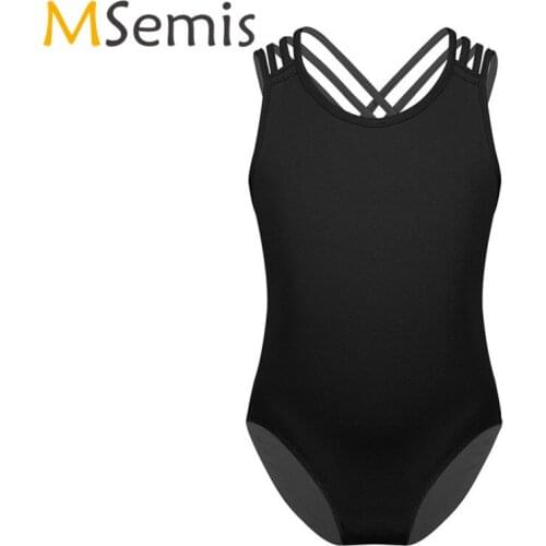 Kids Girls Ballet Leotard Gymnastics Swimsuits Leotard for Girls One-piece Sleeveless Criss-Cross Straps Back Kid Dance Bodysuit