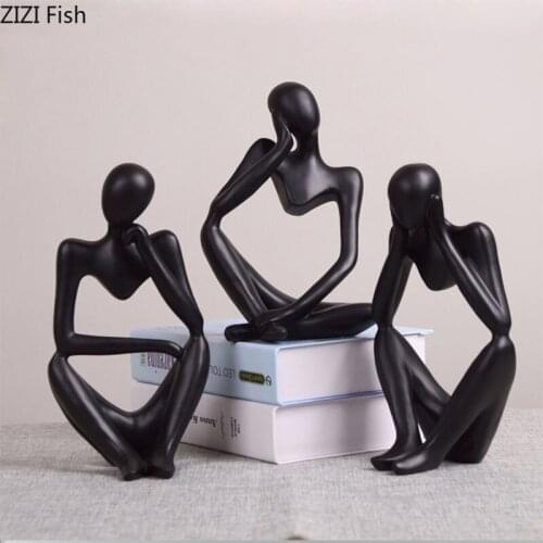 White/black Abstract Figure Statue Desk Decor Resin Ornament Portrait Statuette Tabletop Crafts Sculpture Home Decoration Modern