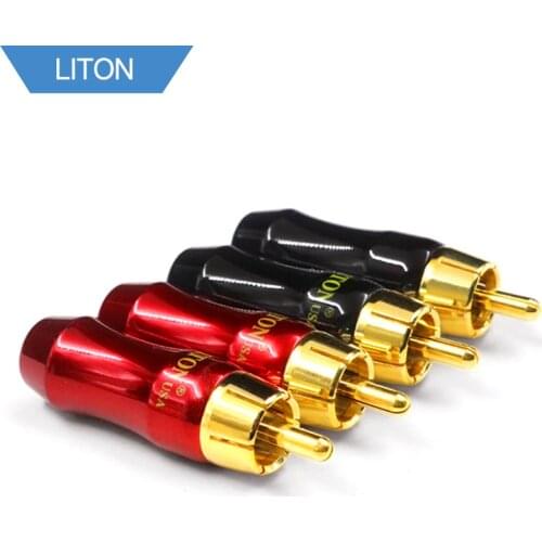 DIYLIVE 4 piece Lipton LITON pure copper gold plated RCA lotus plug audio and video coaxial line signal cable terminal