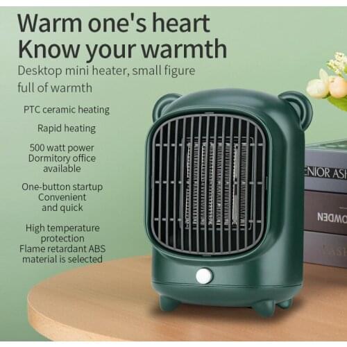 Electric Mini Heater Fan 500W Desktop Fan PCT Ceramic Heating Warm Air for Home Office Machine Winter Household Appliances QN46