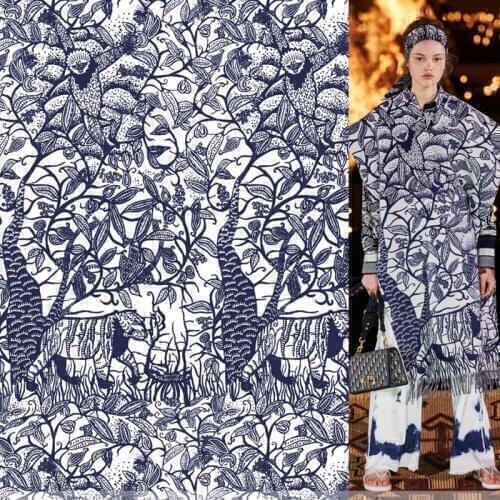European G brand new spring/summer custom printed fabric Forest monkey pattern fabric factory shop supports G logo customization
