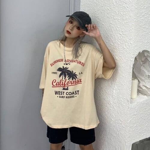 Beach Style Summer Adventures California T Shirt For Women Retro Vacation Casual Streetwear Oversized Tee Harajuku Tops Y2k