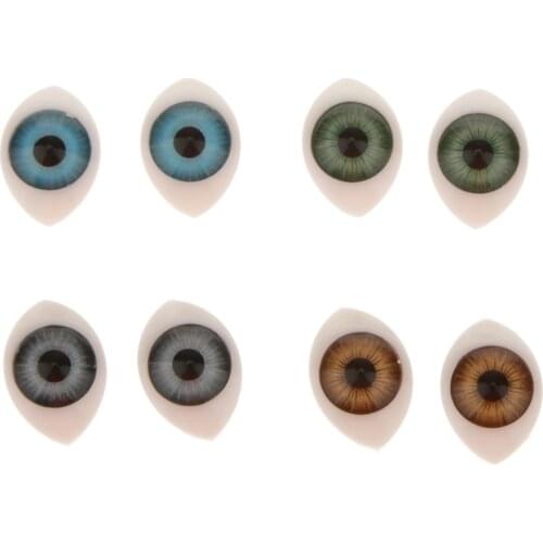 8pcs Oval Flat Back Glass Eyes 9mm Iris for Porcelain or Reborn Dolls DIY