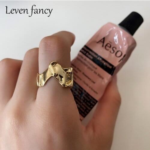 Glossy Irregular Shaped Ring In 925 Sterling Silver Jewelry 18K Gold Open Rings Party Jewellery Gifts