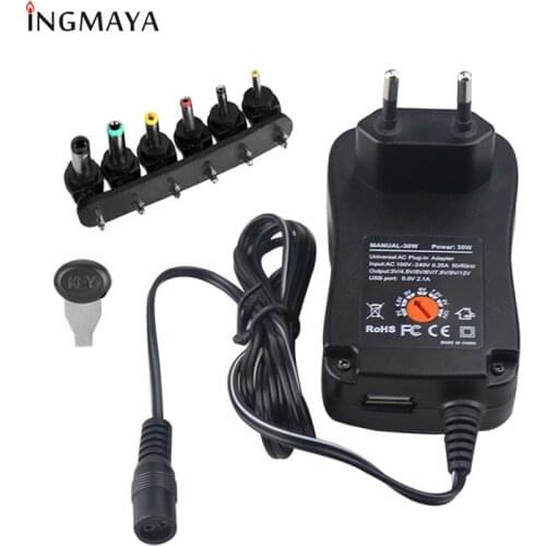 Changeable Charger USB 2.1A Switching Voltage Adjustable DC For Cellphone DVB Router MP3 LED Lamp lights Group AC Wall Adapter