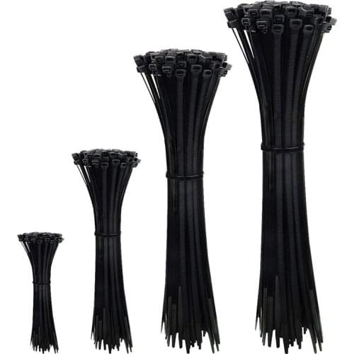 JFBL Hot 400 Pcs Black Cable Ties Plastic Nylon Zip Ties Self Locking Tie Wraps 2.5X100mm 2.5X200mm,3.6X300mm,4.6X300mm