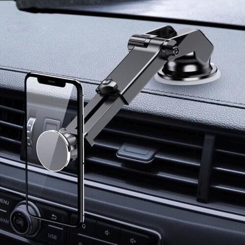 KISSCASE Magnetic Car Phone Holder For iPhone 11 Pro XS Max Telescopic Suction Cup Car Dashboard Mount Mobile Phone Holder Stand