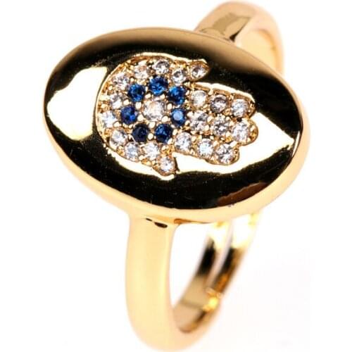 Fashion all-match micro-inlaid zircon Fatima palm ring personality eye ring opening creative jewelry lady