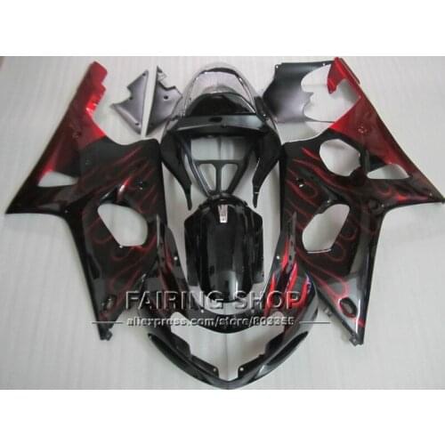 Fairing kit for suzuki gsxr1000 00 01 02 red flames black motorcycle fairings set GSXR 1000 2000 2001 2002 IV10