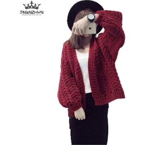 Korea Style 2019 Autumn Winter Short Cardigan Women Sweater Knitted Cardigans Tops Plus Size Casual Women Knitted Sweaters SK194