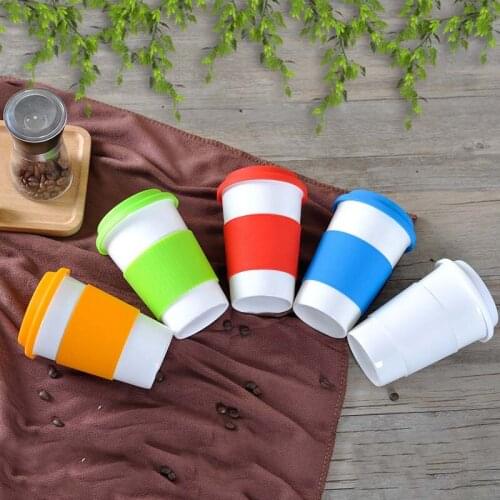 Creative Ceramics Mugs Black White Solid Color Silicone Lid Milk Coffee Tea Portable Cups Household Office Drinkware 350ML