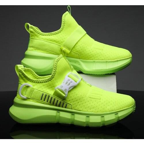 Fashion Hasp Walking Couple Shoes Slip On Buckle Design Casual Shoes for Men Stripe Mesh Non-slip Sneakers Comfy Platform Tenis