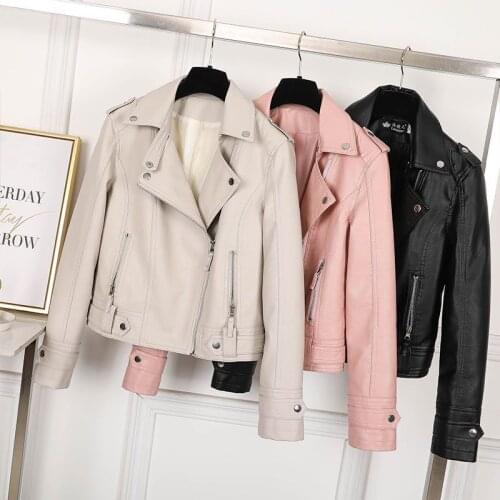 Slim Women Faux Leather Jacket Casual Biker Motorcycle Jacket Female Punk Streetwear Spring Autumn Coat Female Zipper Pocket Top