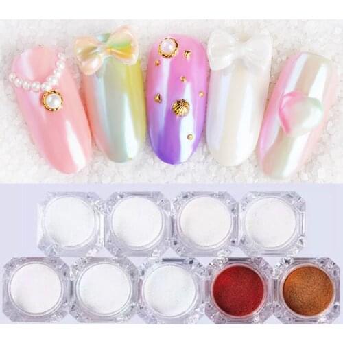 Hot selling Japanese nail art plating Magic Mirror powder Glitter Sparkly 3D shell powder Nail Art Glitter Chrome Powder dust
