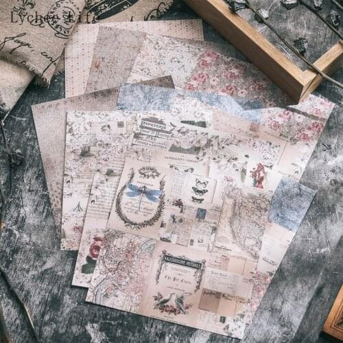 Lychee Life 12Pcs Junk Journal Vintage Butterfly Scrapbooking Material Paper Background Paper Handmade Craft Paper Home Decor