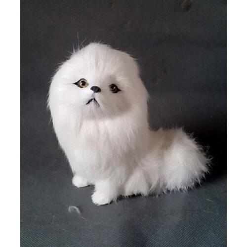 Simulation cute white poodle 14x8x14cm toy model polyethylene&furs poodle model home decoration props ,model gift d232