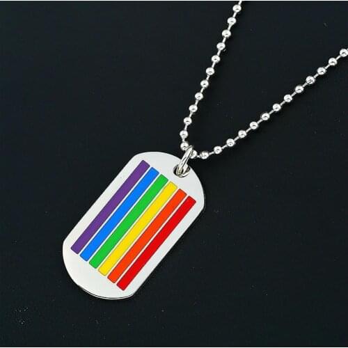 Fashion Rainbow Pendant Chain Necklace Gay Lesbian Stylish Promise Jewelry hot sales 2020