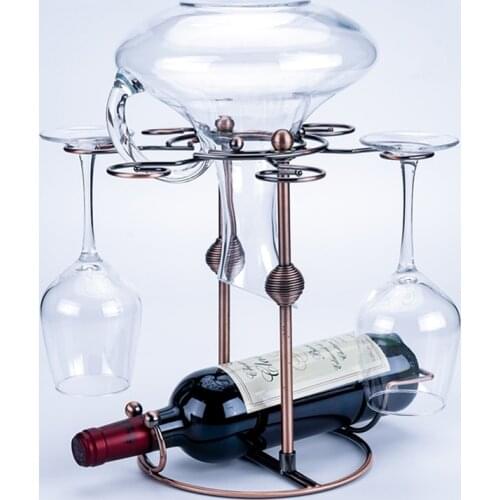 Fashion Iron Desktop Wine Bottle Holder Goblet Drain Rack Dinner Table Glass Cup Hanging Storage Shelf