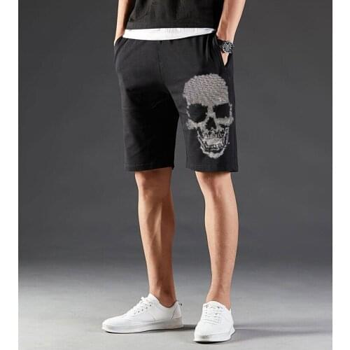 Top Quality cotton short with Rhinestones Men Jogging short Pants Hip hop Streetwear Men Hot drill