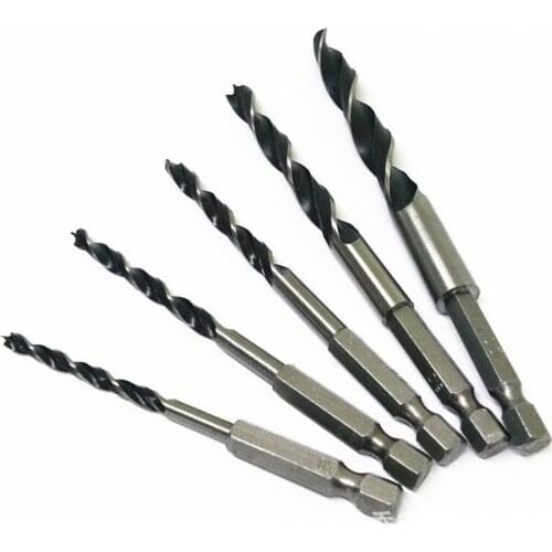 High Quality 5Pcs Hexagon Handle and Tri-pointed Woodworking Drill 4-5-6-8-10MM Woodworking Hole Expanding Tool Set