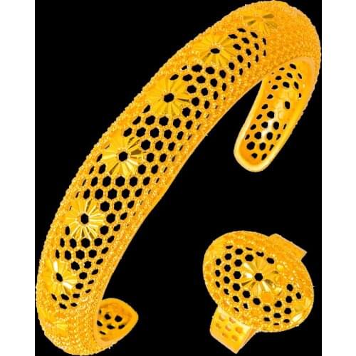 Dubai big women bangle and ring set Bride Bracelets Ethiopian/france/African/Dubai Jewelry gifts