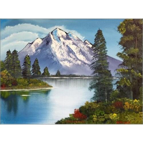 Counted Cross Stitch Kits Needlework Embrodery - Crafts 14 ct Aida DMC Color DIY Arts Handmade Home Decor - Mountain Lake