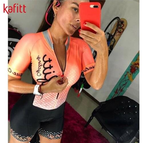 Kafitt new Workout activities wear Rib hitchhiking womens overall sports short-sleeved fitness cycling suits womens jumpsuits