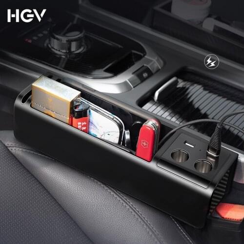 Car Seat Organizer Metal Auto Storage Box Pocket Accessories with Dual USB Ports for Card Phone Holder Pocket Organizer Gadgets