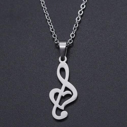 Musical Note Stainless Steel Charm Necklace for Women Wholesale Dropshipping Fashion Jewelry Necklaces Accept OEM Order