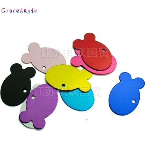 10pcs Fish Shape Cute Animal Jewelry Cat Pet Id Tag necklace pendant Aluminum Military Army ID Name Blank engraved collar Charms