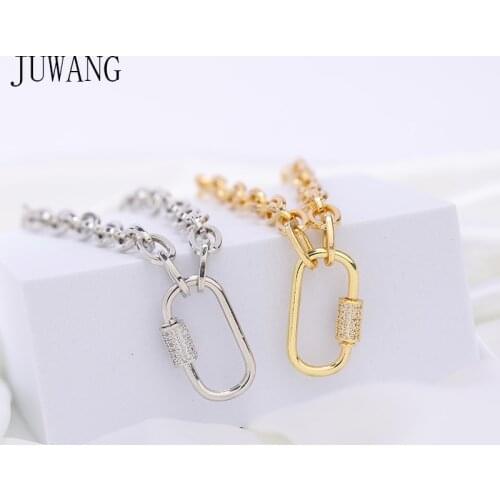 JUWANG O-chain Chokers Necklaces Fashion DIY Jewelry Punk Style Clasp Hooks Pendant Necklace For Woman Man Party Decoration