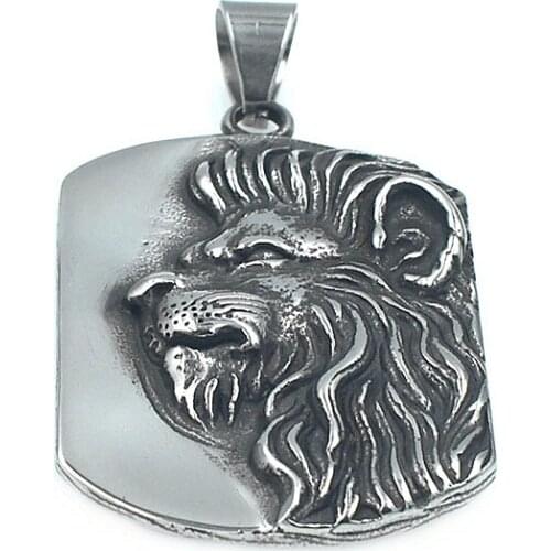 High polish Punk Stainless Steel Pendant Charm Lion/Wolf Head Necklace Pendant For Men/Women DIY Key Chain Jewelry Accessories