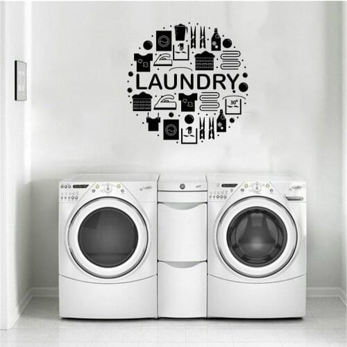 Laundry Wall Decal Words Decor Dry Cleaning Service Washing Machine Wall Stickers Mural Vinyl Art Waterproof DW9054