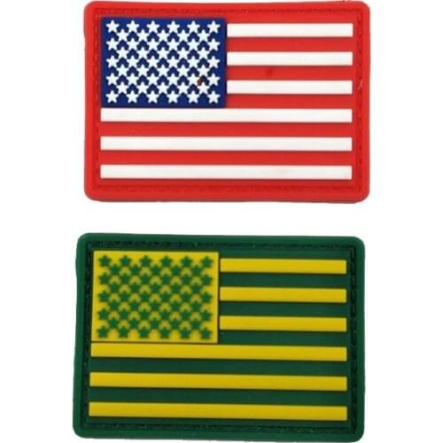 PVC American Flag Hook Face Stickers Stars Stripes Shoulder Armband Army Fans Tactical Military Badge Rubber Cloth Patches