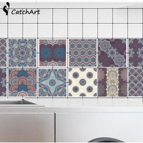 Retro Mosaic Tiles Stickers Waist Line Wall Sticker Kitchen Bathroom Toilet Border Waterproof Self adhesive Decals 20x100cm