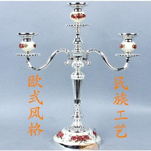 Russian c Candlestick retro romantic candle table three head ornaments creative metal wedding room decor