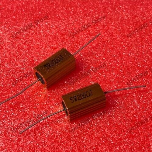 RX24-5W 200R 200RJ Power Metal Shell Case Gold Aluminium Case Wirewound Resistor 5W 200ohm 5% Automobile LED lamp resistors